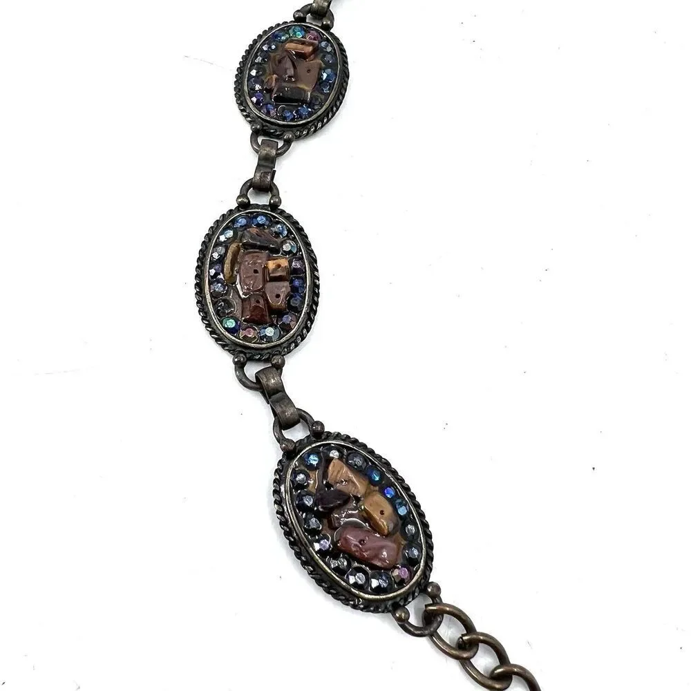 Bohemian Stone & Rhinestone Embellished Chain Belt Womens Small